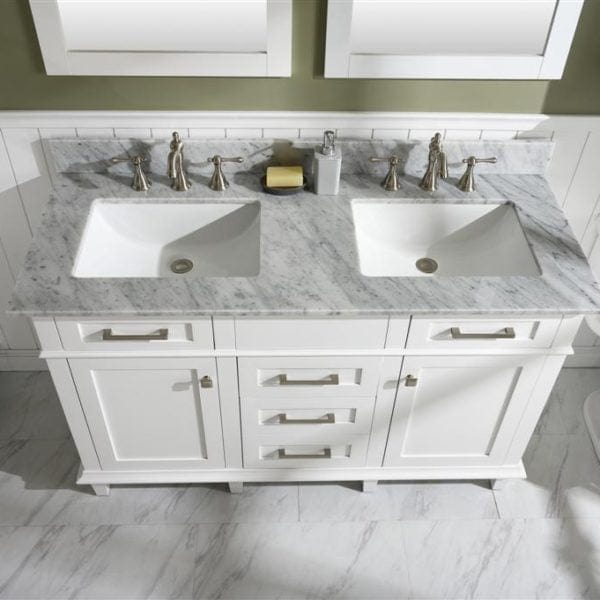 Legion Furniture 54" Double Sink Vanity Cabinet With Carrara White Top