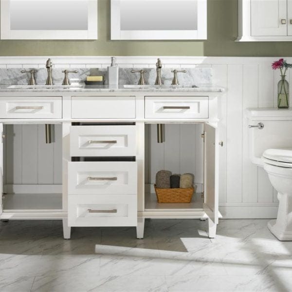 Legion Furniture 54" Double Sink Vanity Cabinet With Carrara White Top