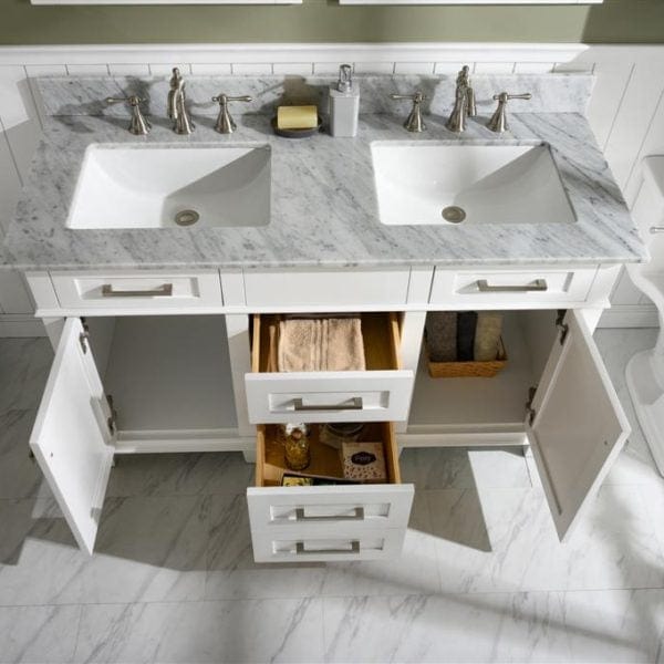 Legion Furniture 54" Double Sink Vanity Cabinet With Carrara White Top