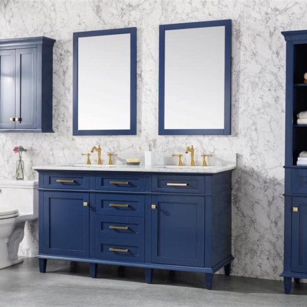 Legion Furniture 60" Double Sink Vanity Cabinet With Carrara White Top