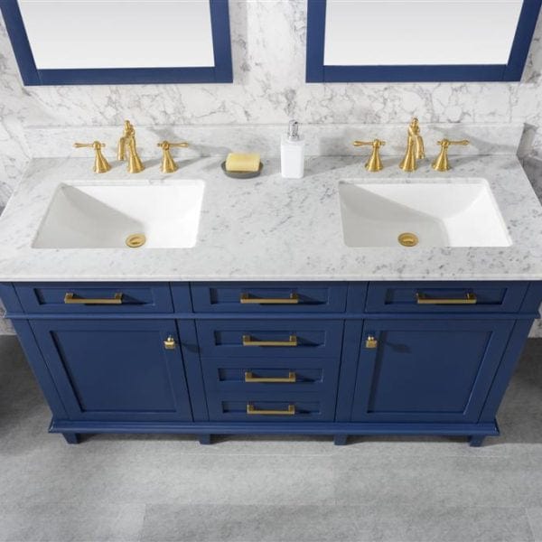 Legion Furniture 60" Double Sink Vanity Cabinet With Carrara White Top