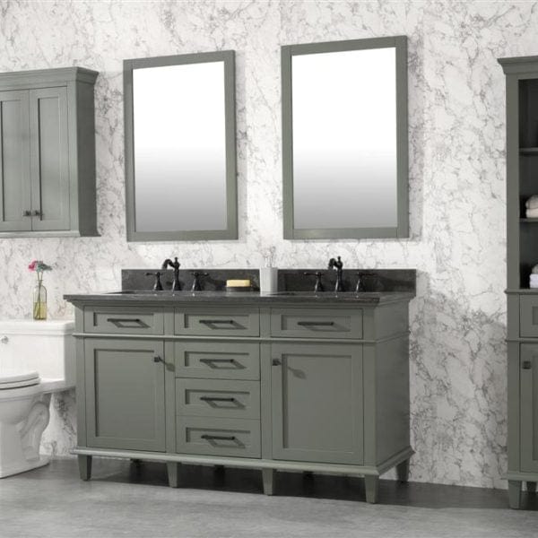 Legion Furniture 60" Double Sink Vanity Cabinet With Carrara White Top