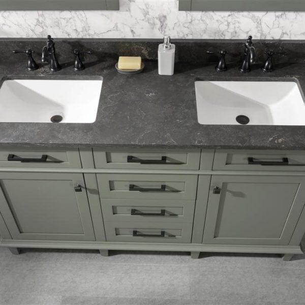 Legion Furniture 60" Double Sink Vanity Cabinet With Carrara White Top