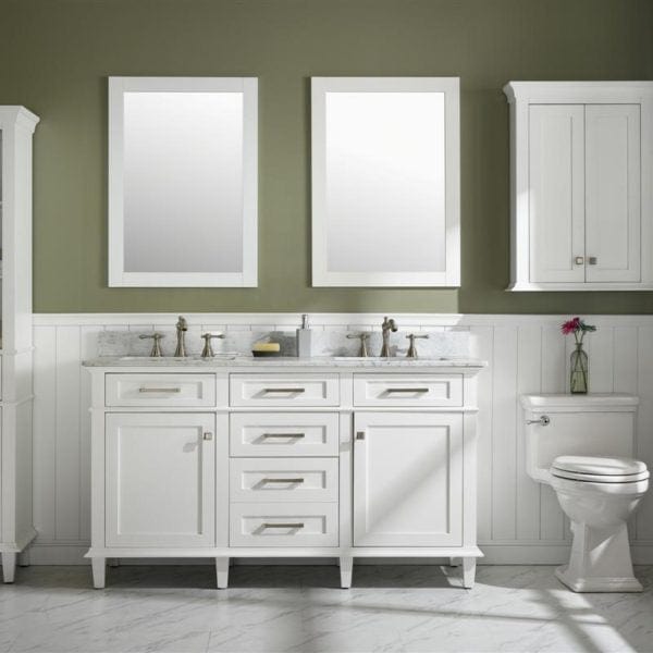 Legion Furniture 60" Double Sink Vanity Cabinet With Carrara White Top