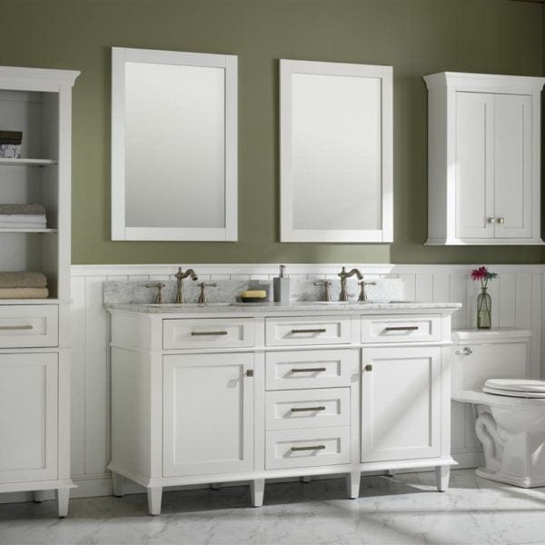 Legion Furniture 60" Double Sink Vanity Cabinet With Carrara White Top