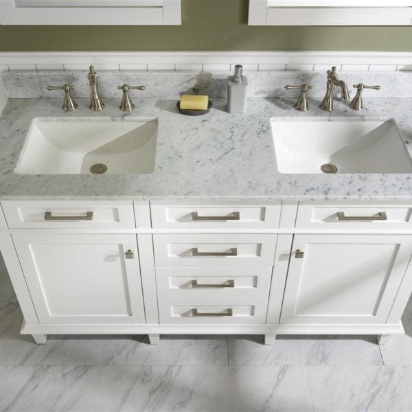 Legion Furniture 60" Double Sink Vanity Cabinet With Carrara White Top