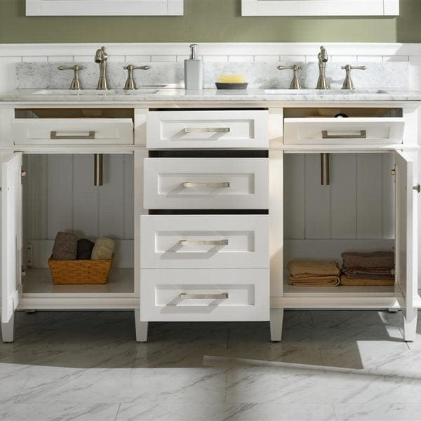 Legion Furniture 60" Double Sink Vanity Cabinet With Carrara White Top