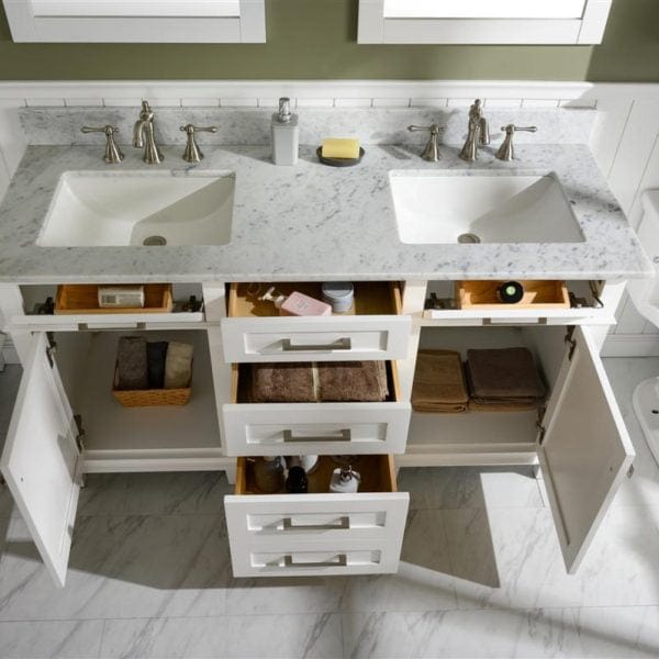 Legion Furniture 60" Double Sink Vanity Cabinet With Carrara White Top