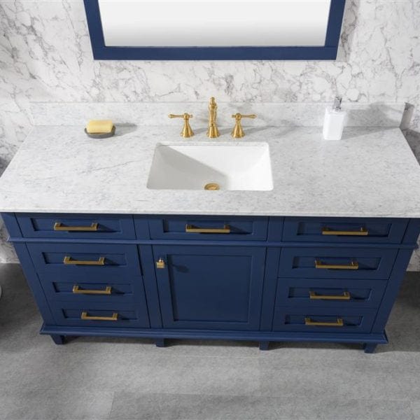 Legion Furniture 60" Single Sink Vanity Cabinet With Carrara White Top