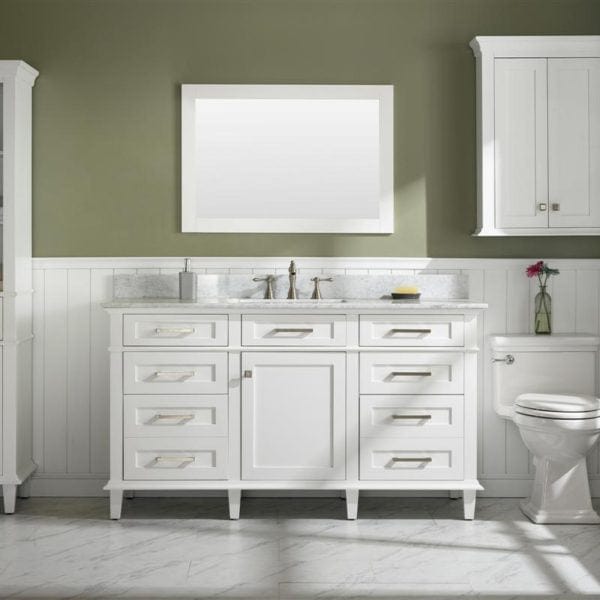 Legion Furniture 60" Single Sink Vanity Cabinet With Carrara White Top