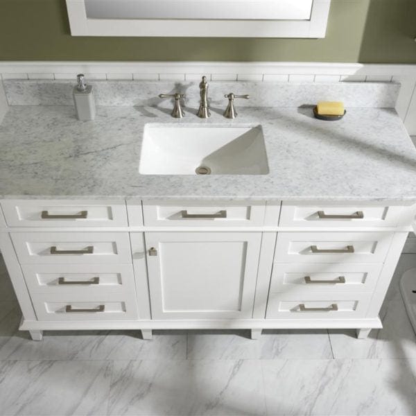 Legion Furniture 60" Single Sink Vanity Cabinet With Carrara White Top