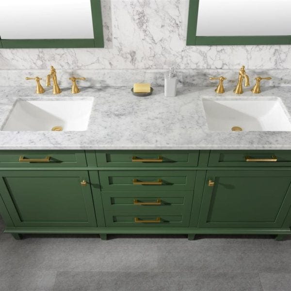 Legion Furniture 72" Double Single Sink Vanity Cabinet With Carrara White Top