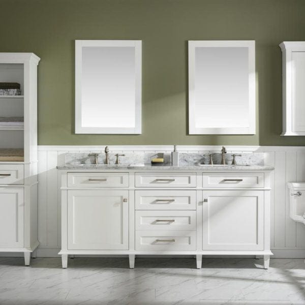 Legion Furniture 72" Double Single Sink Vanity Cabinet With Carrara White Top