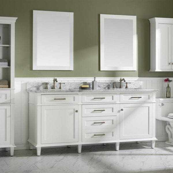 Legion Furniture 72" Double Single Sink Vanity Cabinet With Carrara White Top