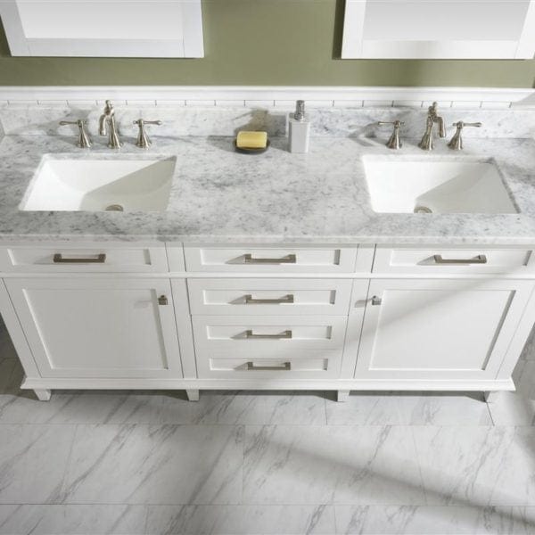 Legion Furniture 72" Double Single Sink Vanity Cabinet With Carrara White Top