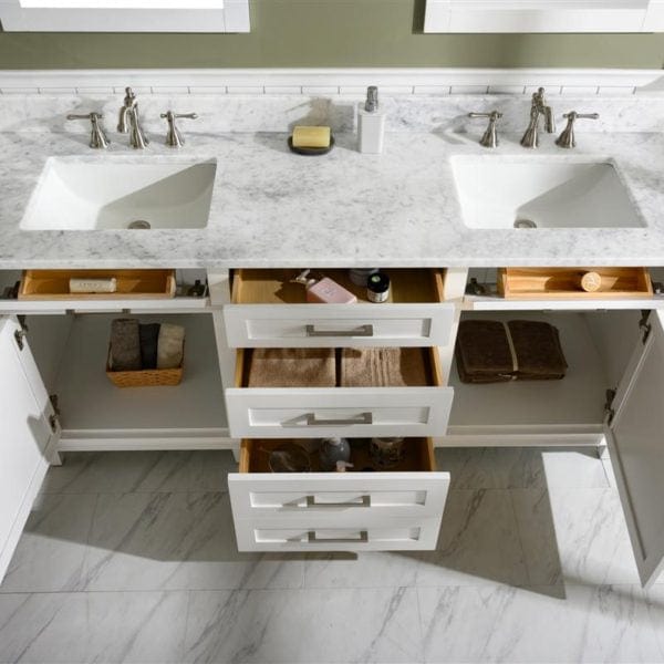 Legion Furniture 72" Double Single Sink Vanity Cabinet With Carrara White Top