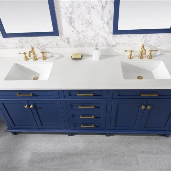 Legion Furniture 80" Double Sink Vanity Cabinet With Carrara White Quartz Top