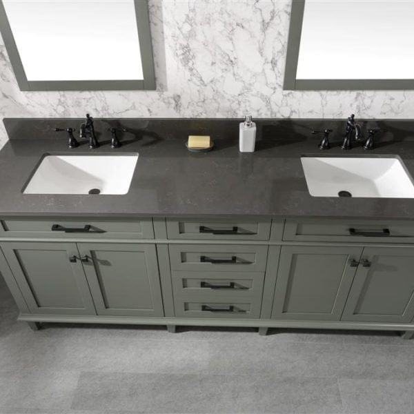 Legion Furniture 80" Double Sink Vanity Cabinet With Carrara White Quartz Top