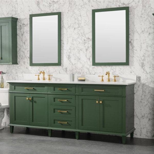 Legion Furniture 80" Double Sink Vanity Cabinet With Carrara White Quartz Top