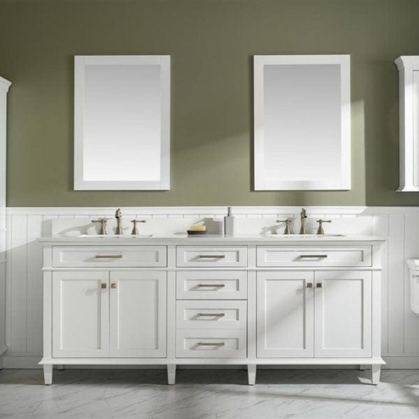 Legion Furniture 80" Double Sink Vanity Cabinet With Carrara White Quartz Top