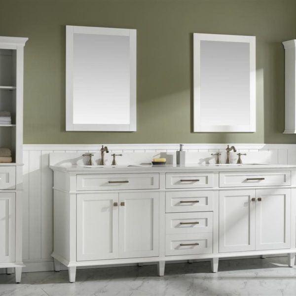 Legion Furniture 80" Double Sink Vanity Cabinet With Carrara White Quartz Top