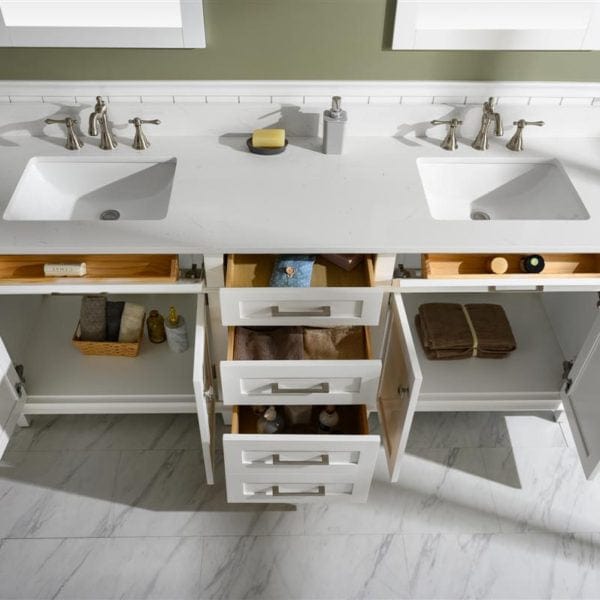 Legion Furniture 80" Double Sink Vanity Cabinet With Carrara White Quartz Top