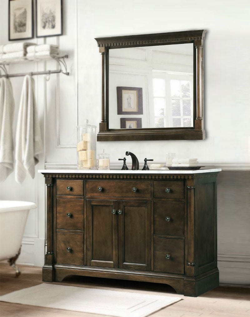 Legion Furniture Antique Coffee Sink Vanity With Carrara White Top And Matching Backsplash Without Faucet