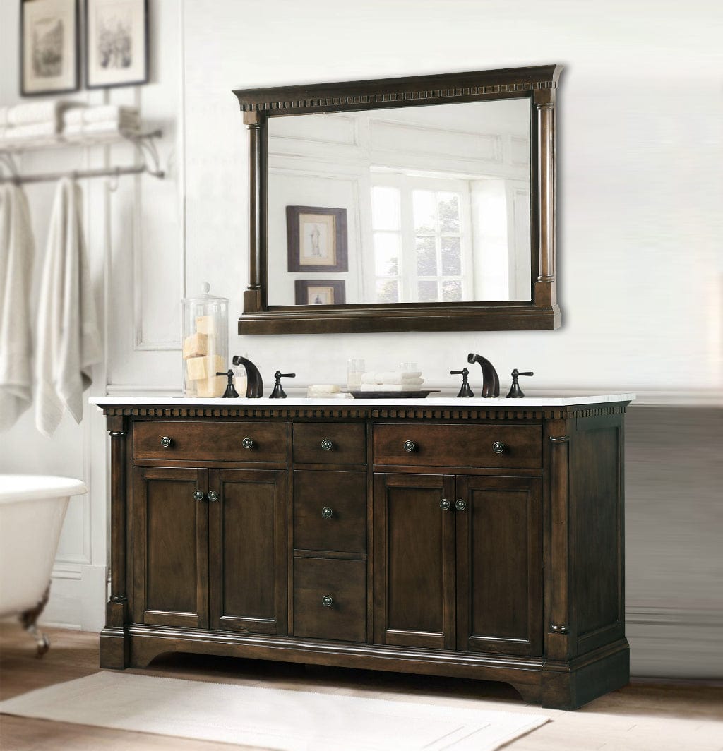 Legion Furniture Antique Coffee Sink Vanity With Carrara White Top And Matching Backsplash Without Faucet