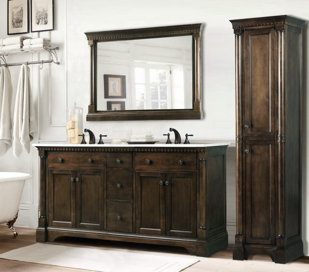 Legion Furniture Antique Coffee Sink Vanity With Carrara White Top And Matching Backsplash Without Faucet