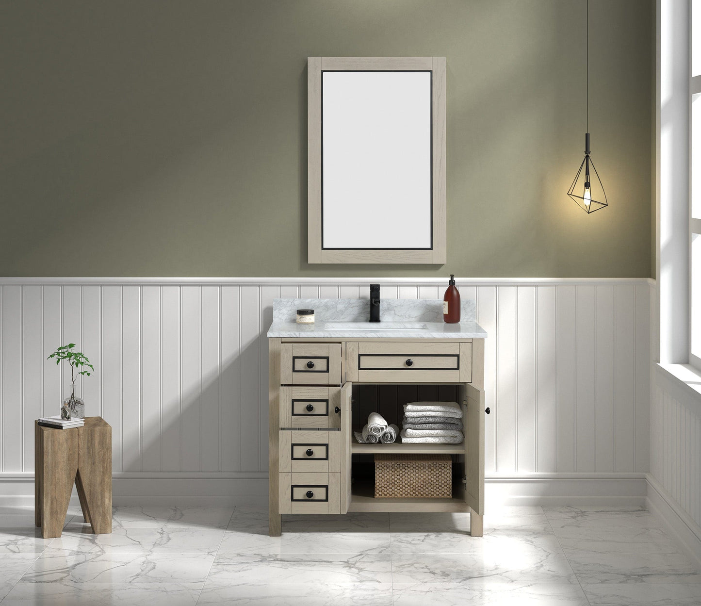 Legion Furniture 36" Sink Vanity Cabinet With Carrara White Top