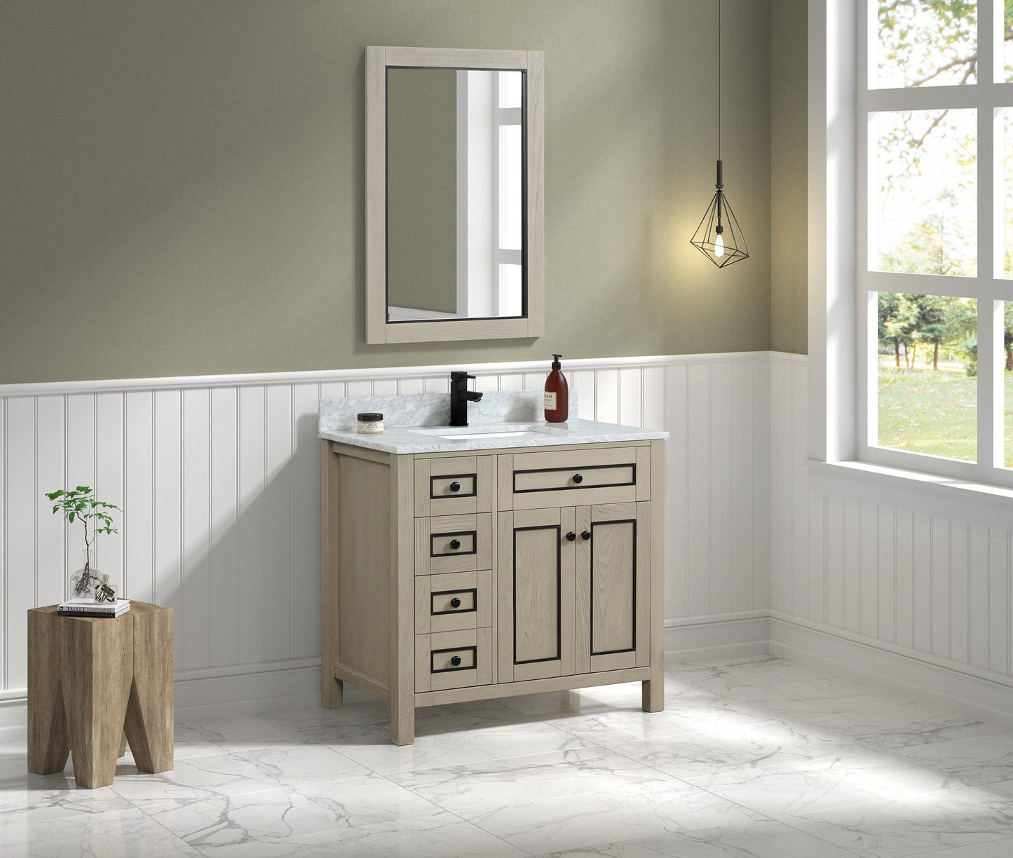 Legion Furniture 36" Sink Vanity Cabinet With Carrara White Top