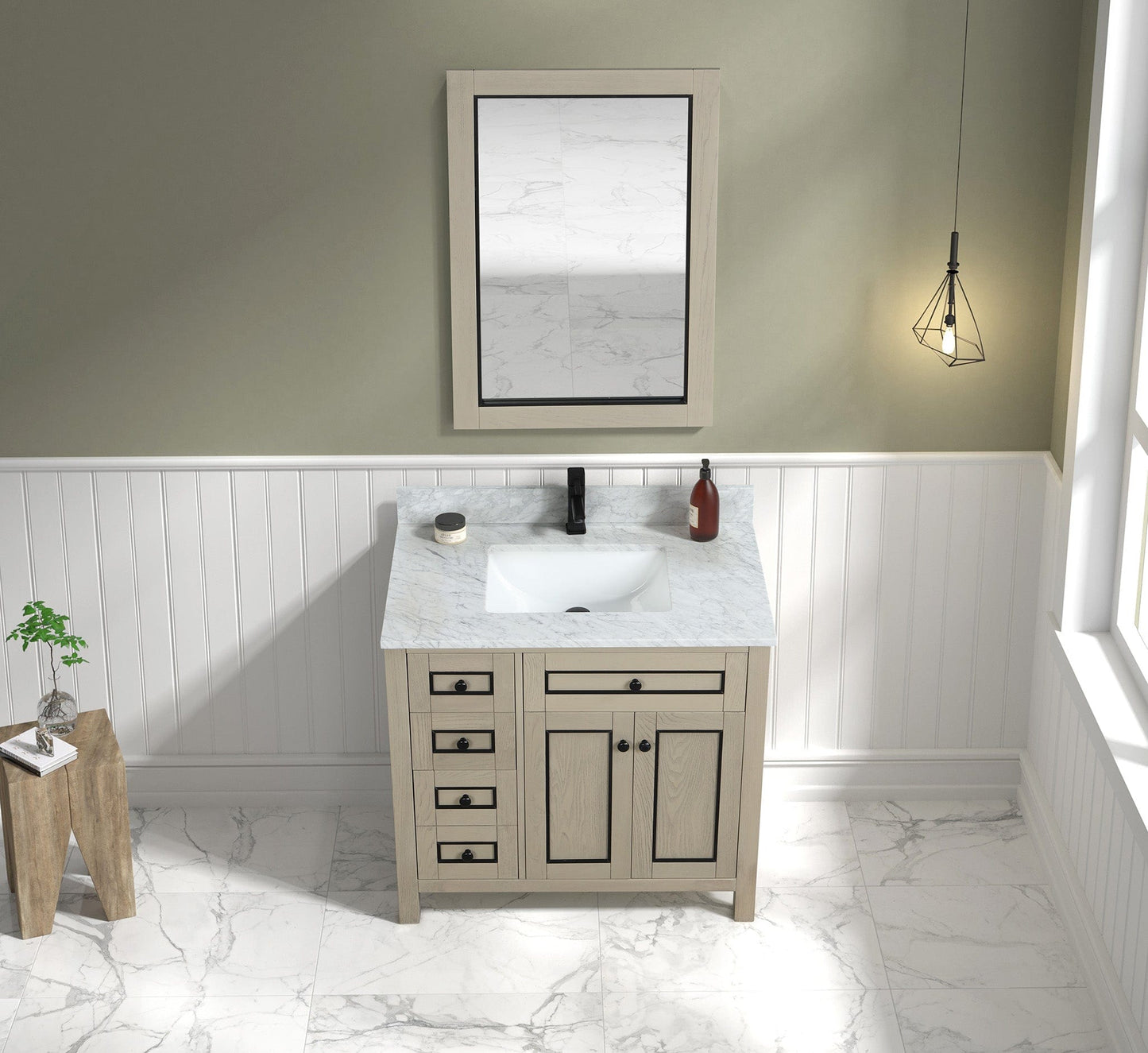 Legion Furniture 36" Sink Vanity Cabinet With Carrara White Top