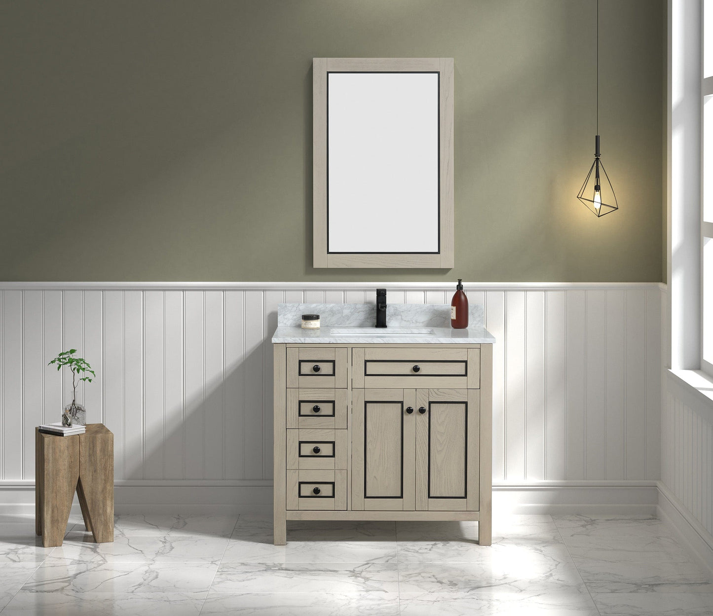 Legion Furniture 36" Sink Vanity Cabinet With Carrara White Top