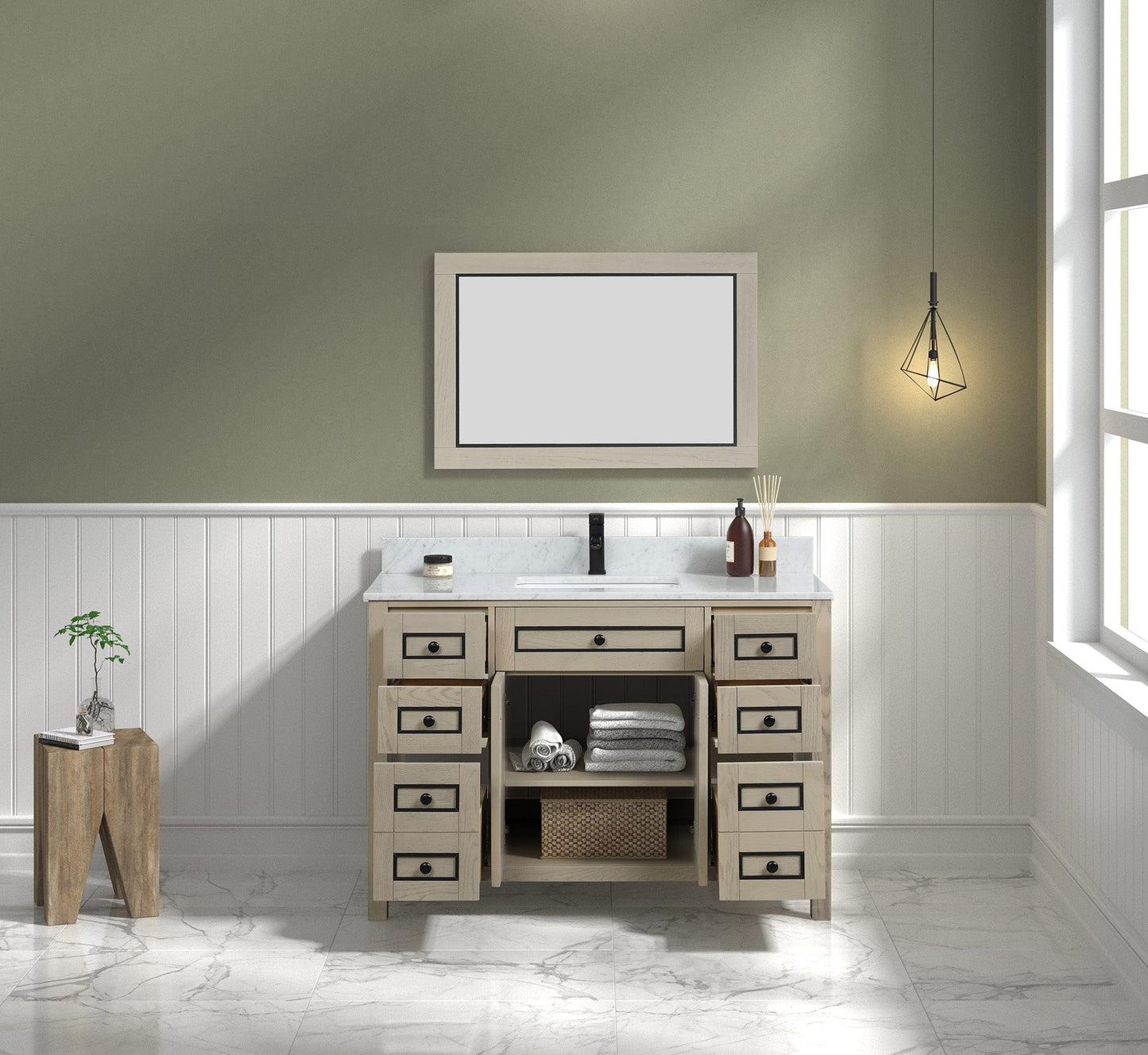 Legion Furniture 48" Sink Vanity Cabinet With Carrara White Top