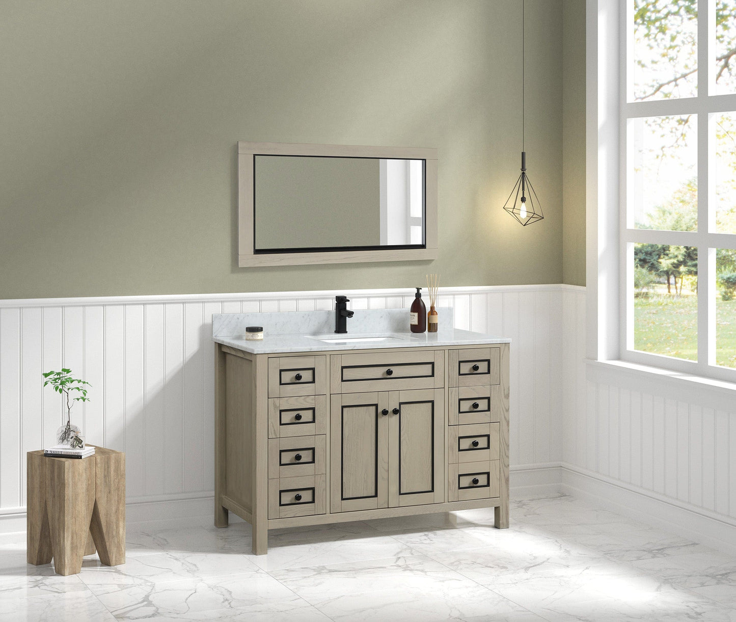 Legion Furniture 48" Sink Vanity Cabinet With Carrara White Top