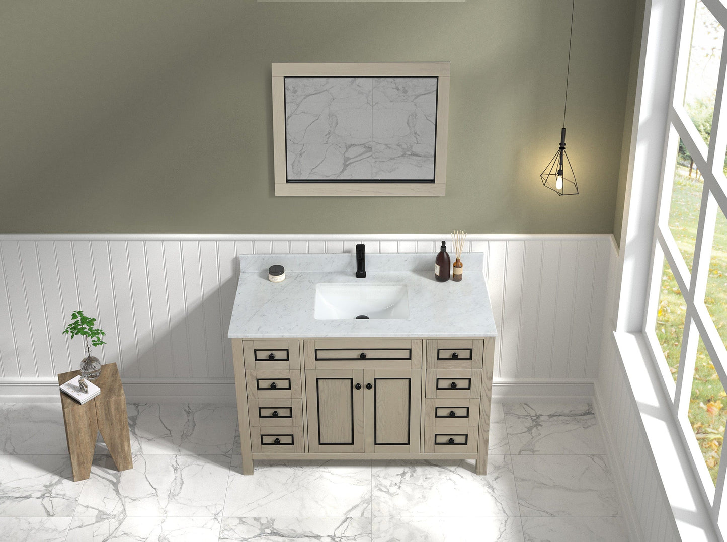 Legion Furniture 48" Sink Vanity Cabinet With Carrara White Top