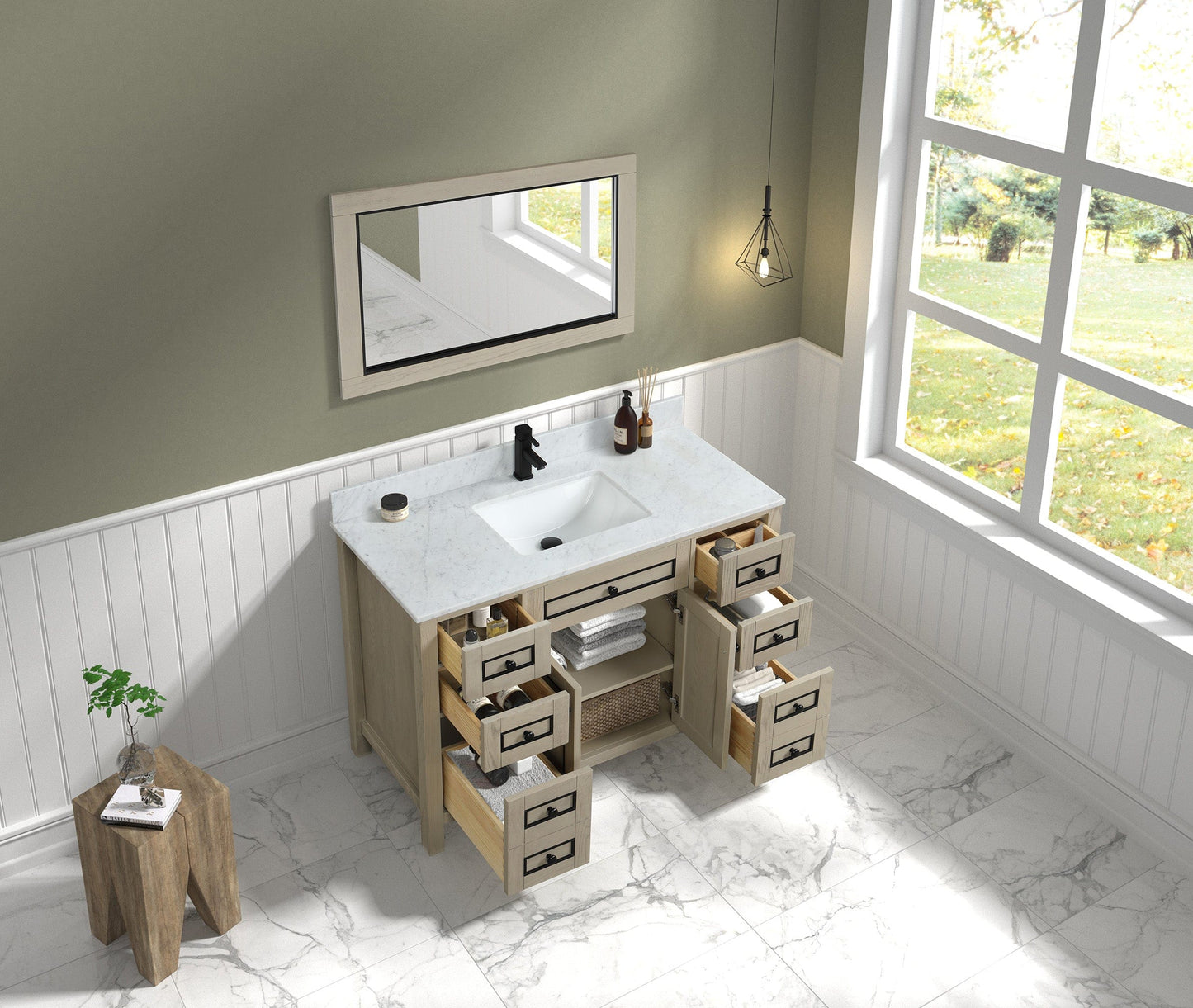 Legion Furniture 48" Sink Vanity Cabinet With Carrara White Top