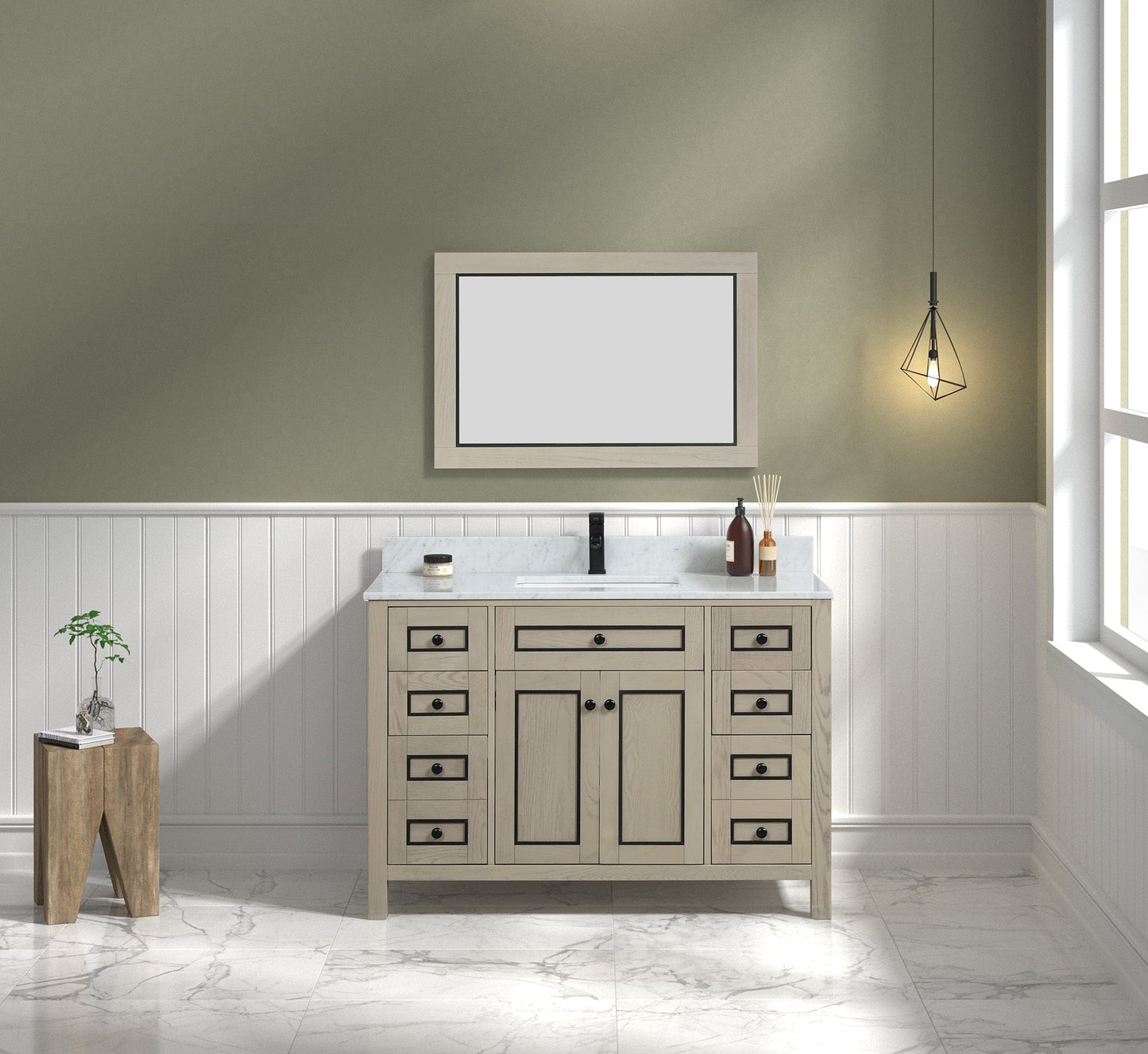 Legion Furniture 48" Sink Vanity Cabinet With Carrara White Top