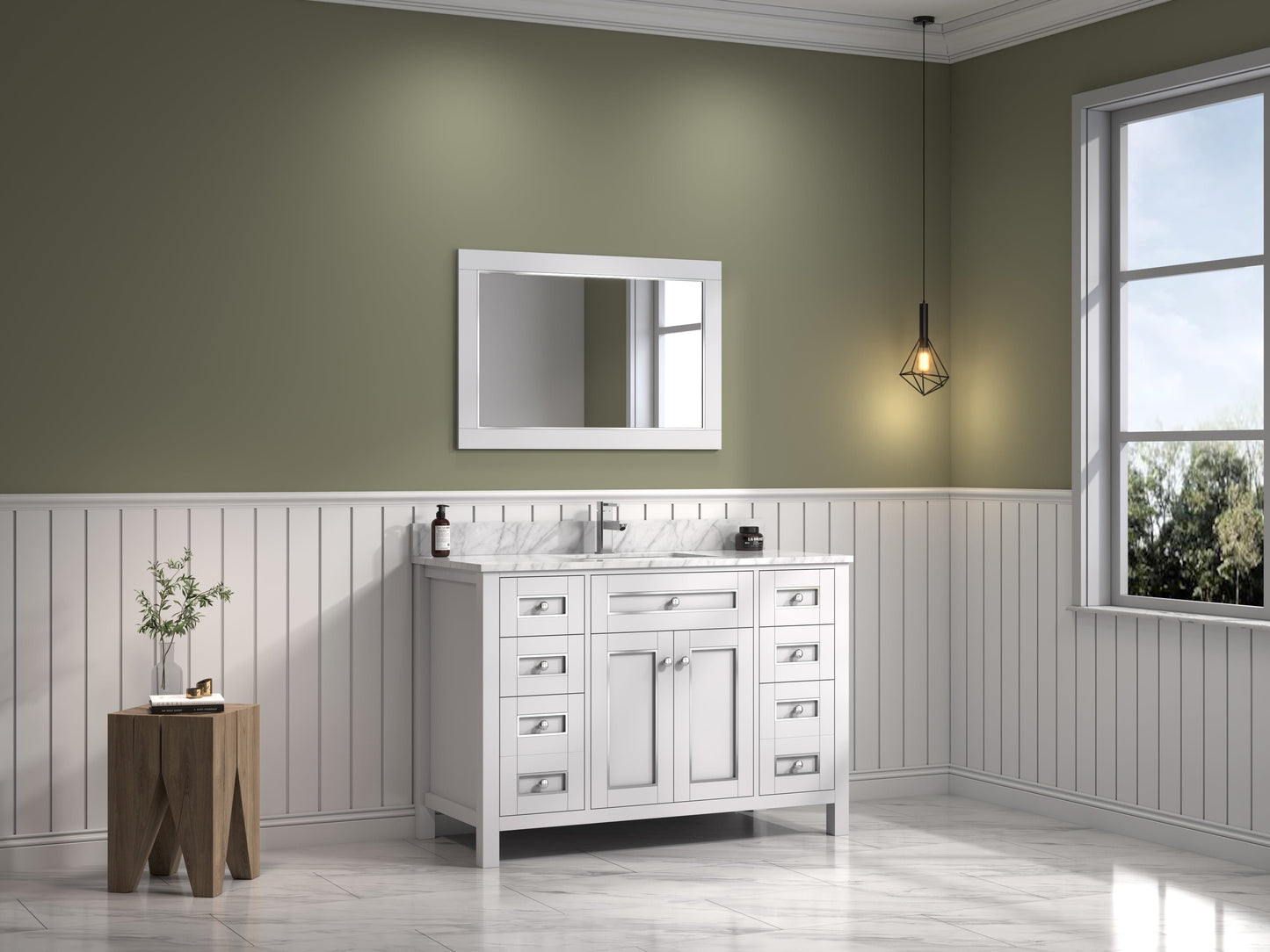 Legion Furniture 48" Sink Vanity Cabinet With Carrara White Top