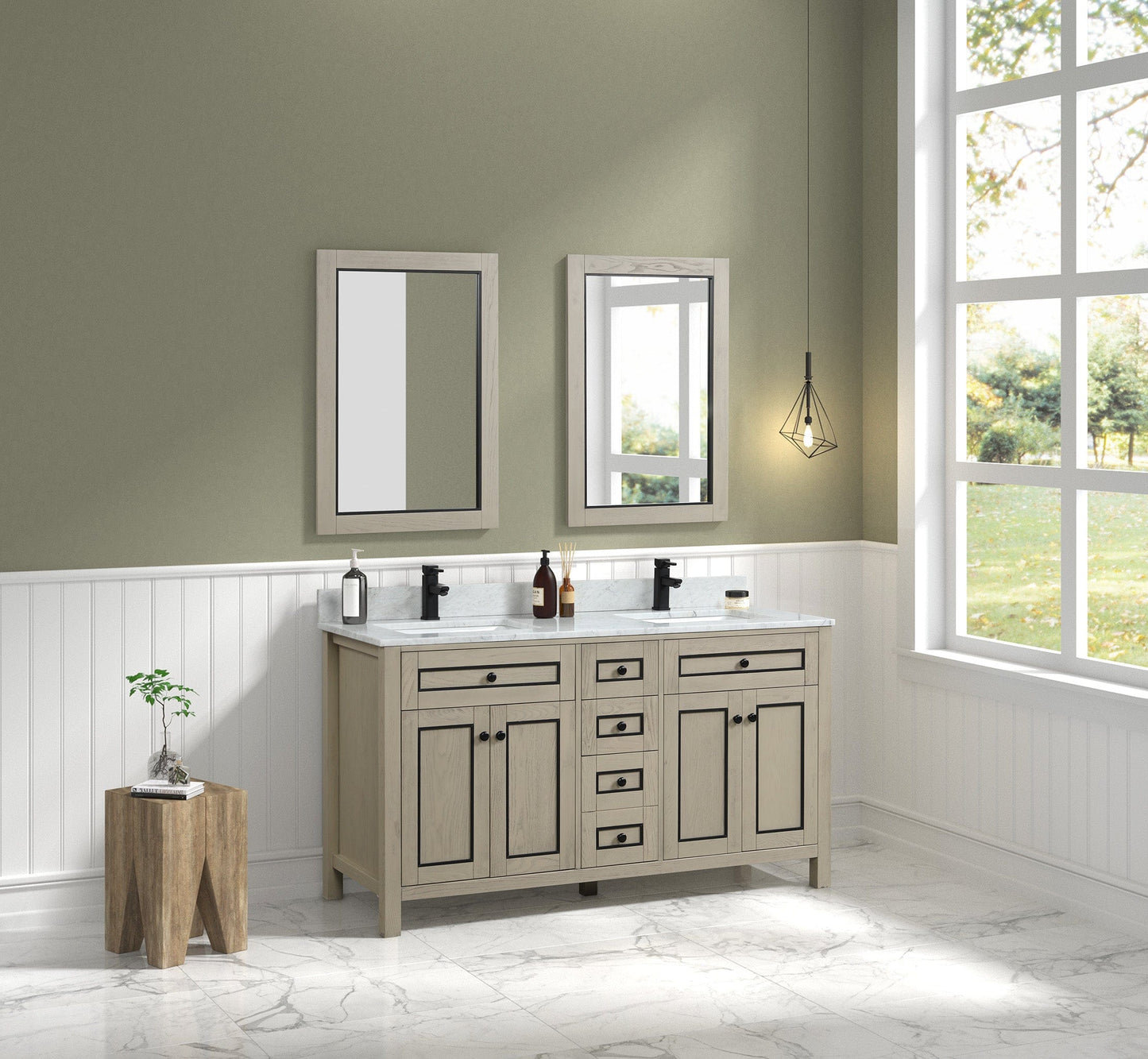 Legion Furniture 60" Sink Vanity Cabinet With Carrara White Top