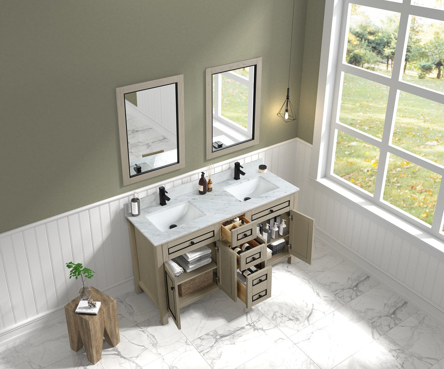 Legion Furniture 60" Sink Vanity Cabinet With Carrara White Top