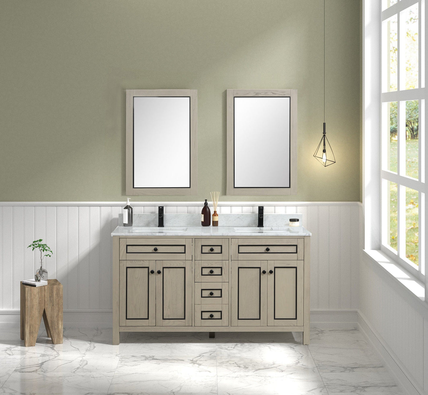 Legion Furniture 60" Sink Vanity Cabinet With Carrara White Top