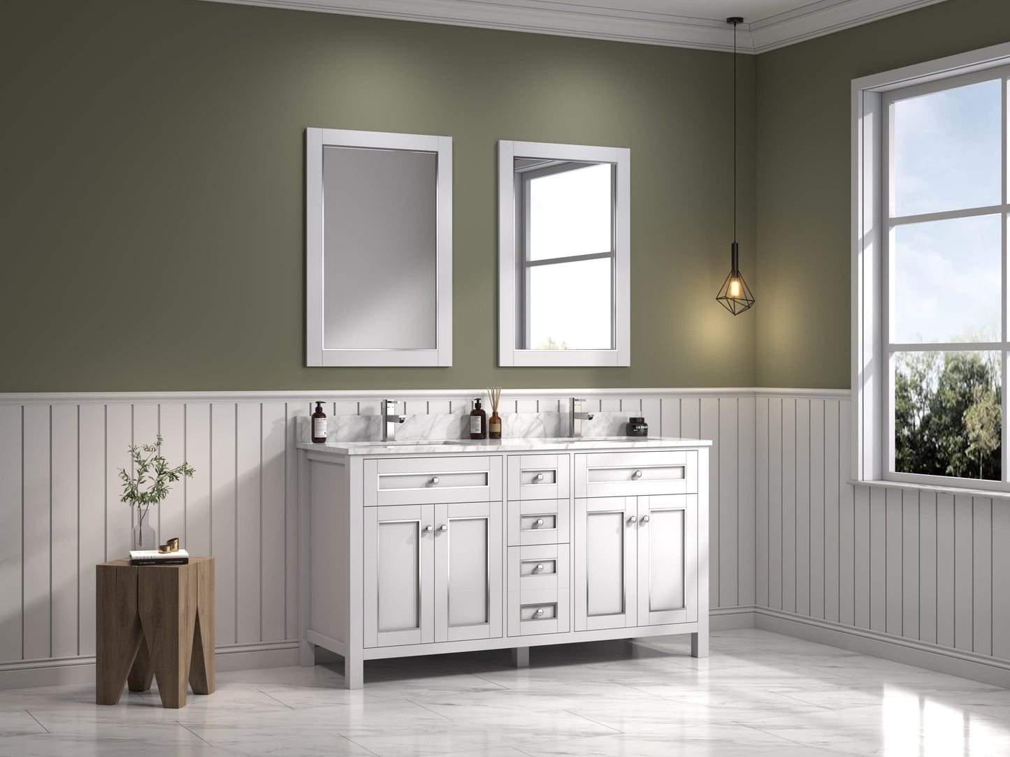 Legion Furniture 60" Sink Vanity Cabinet With Carrara White Top