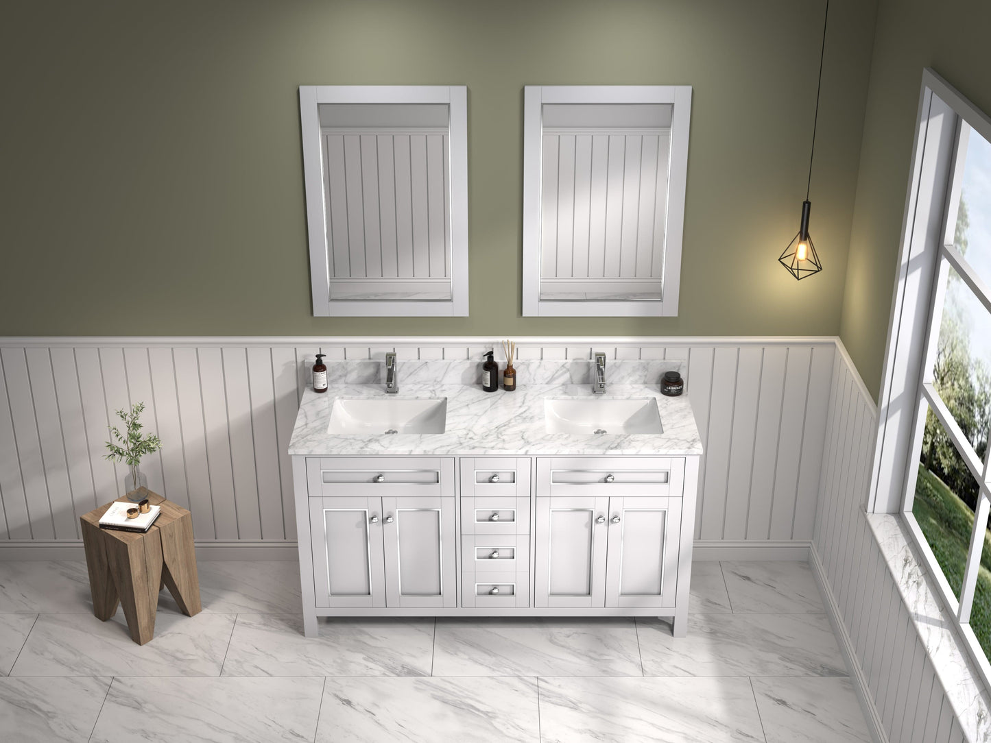 Legion Furniture 60" Sink Vanity Cabinet With Carrara White Top