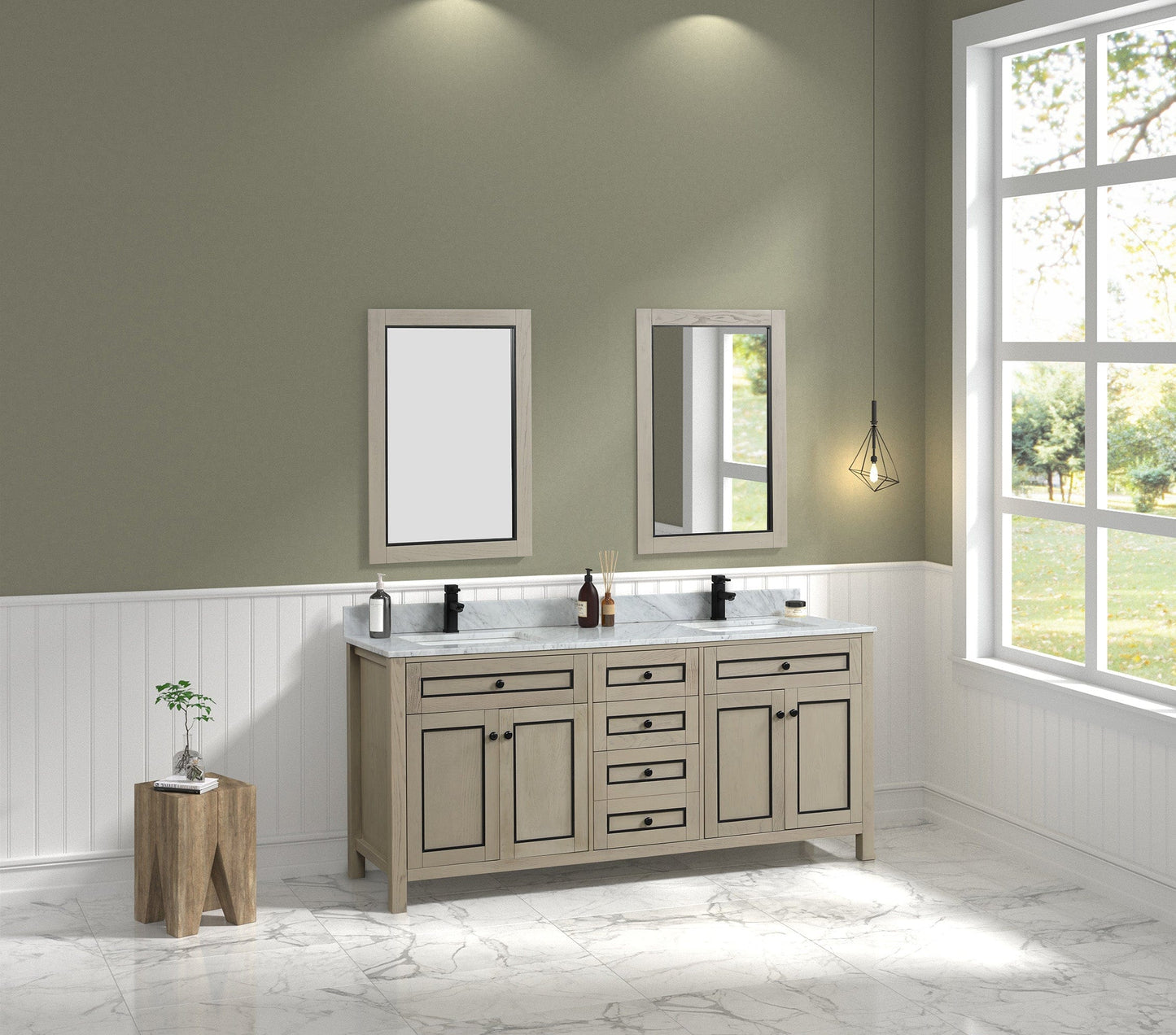 Legion Furniture 72" Sink Vanity Cabinet With Carrara White Top