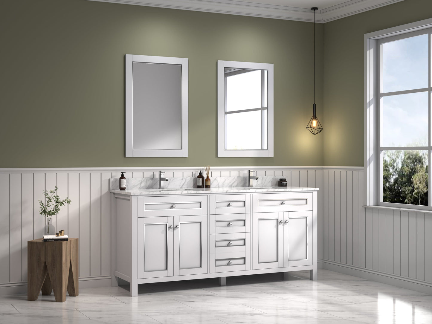 Legion Furniture 72" Sink Vanity Cabinet With Carrara White Top