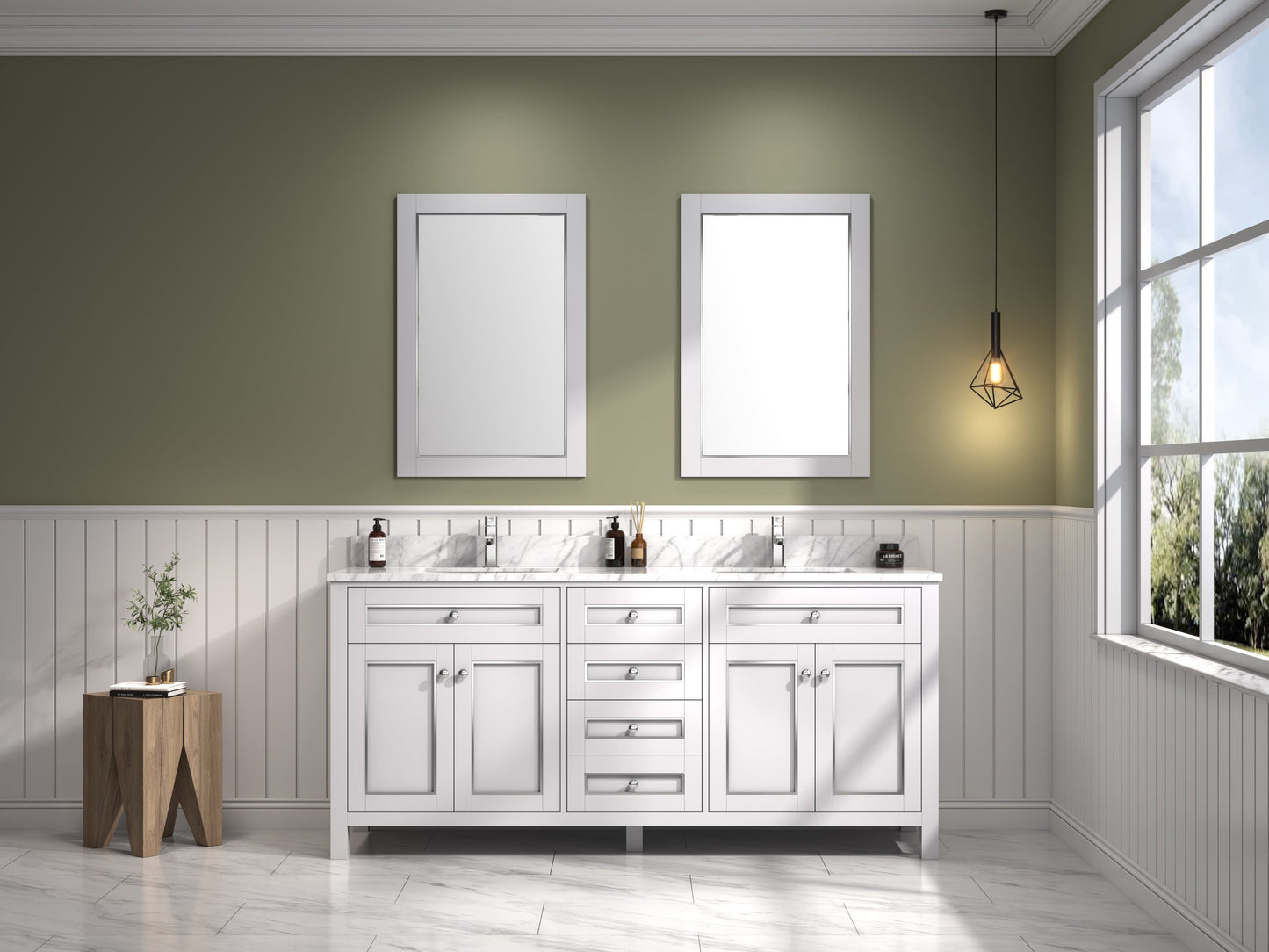 Legion Furniture 72" Sink Vanity Cabinet With Carrara White Top