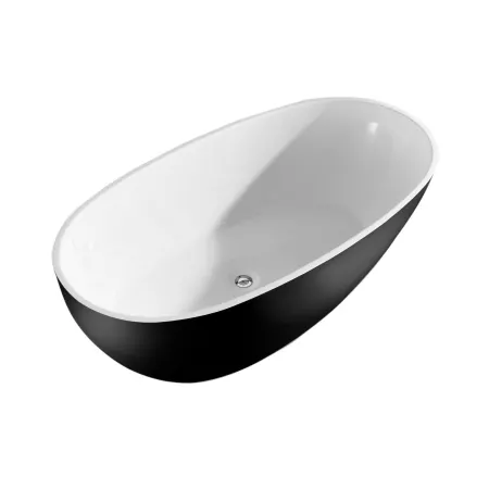 A&E Bath & Shower Layla White/Black Oval Acrylic Center Drain Bathtub