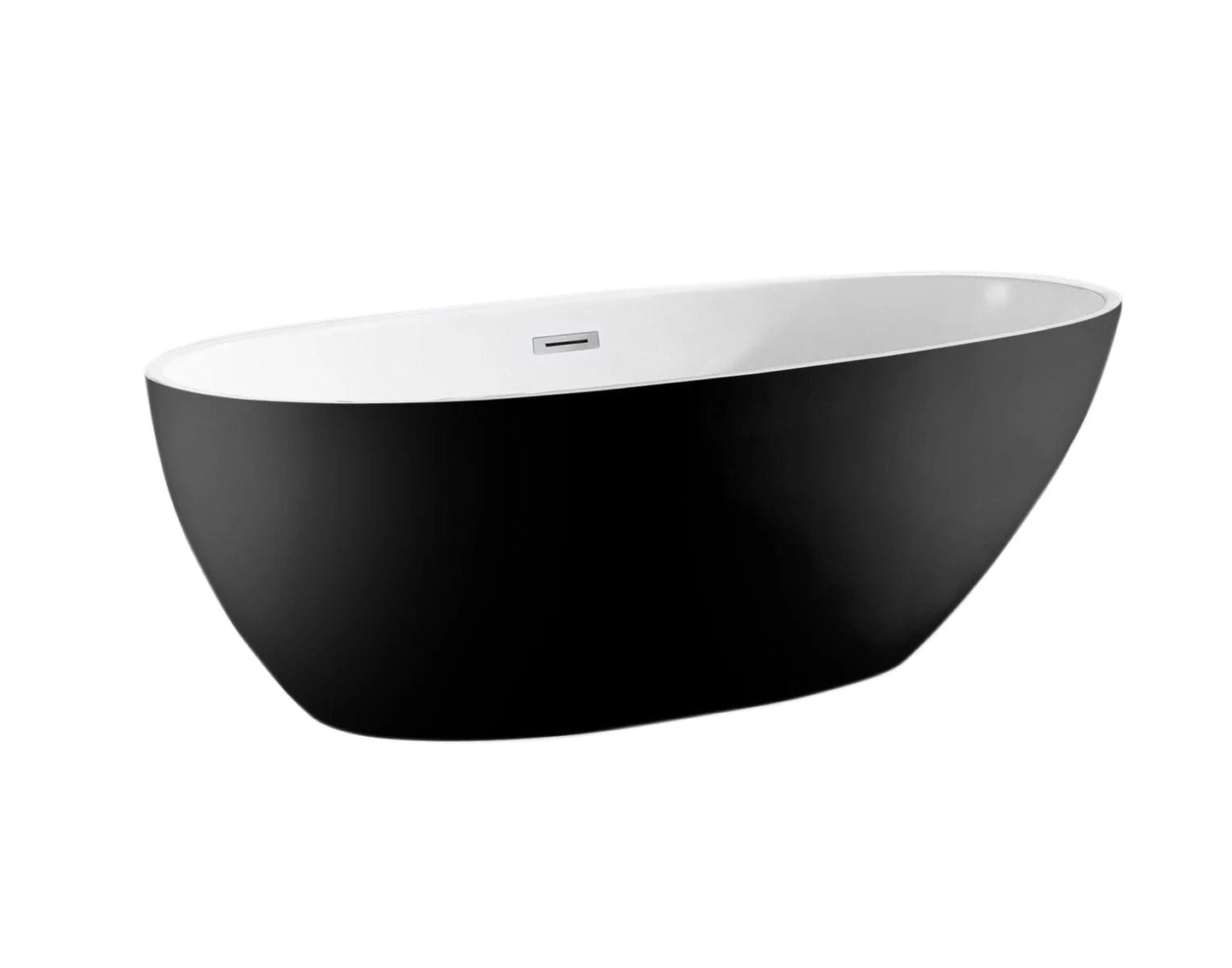 A&E Bath & Shower Layla White/Black Oval Acrylic Center Drain Bathtub