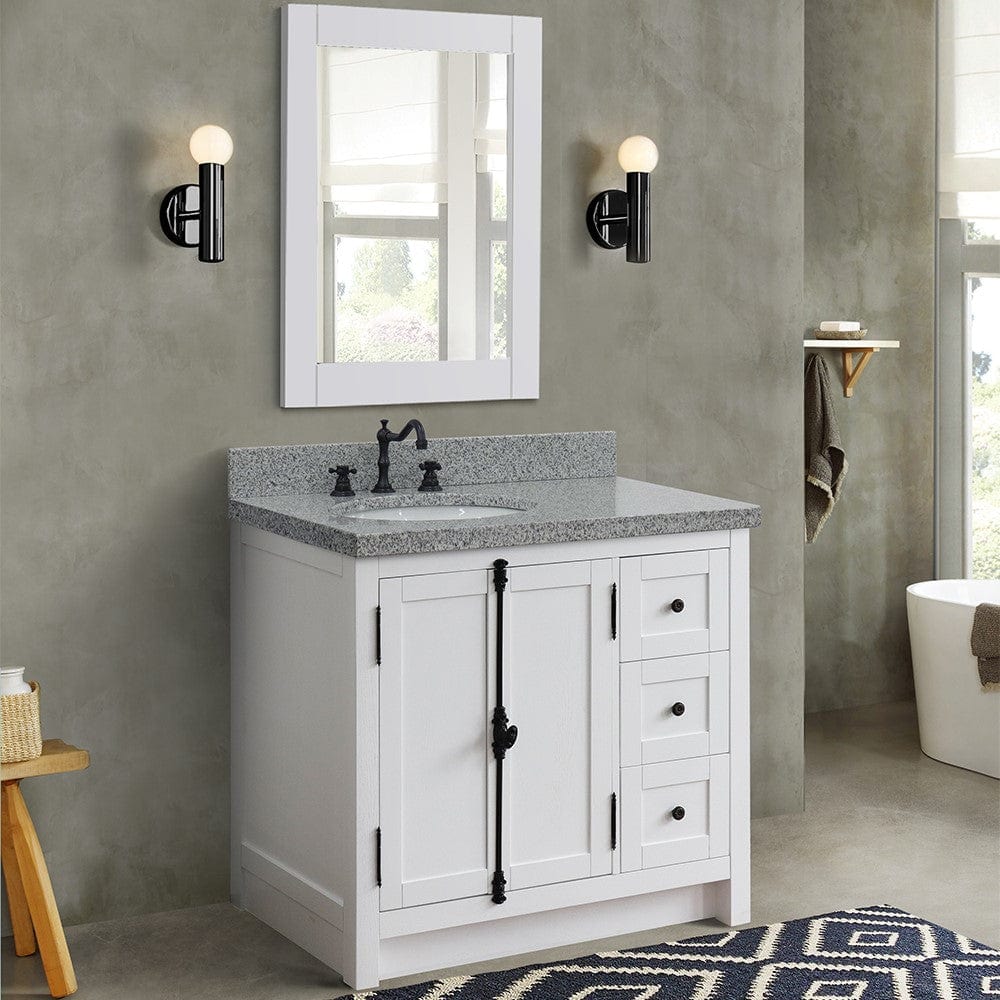 Bellaterra 37" Single vanity in Glacier Ash Finish  - Left doors/Left Sink 400100-37L-GA